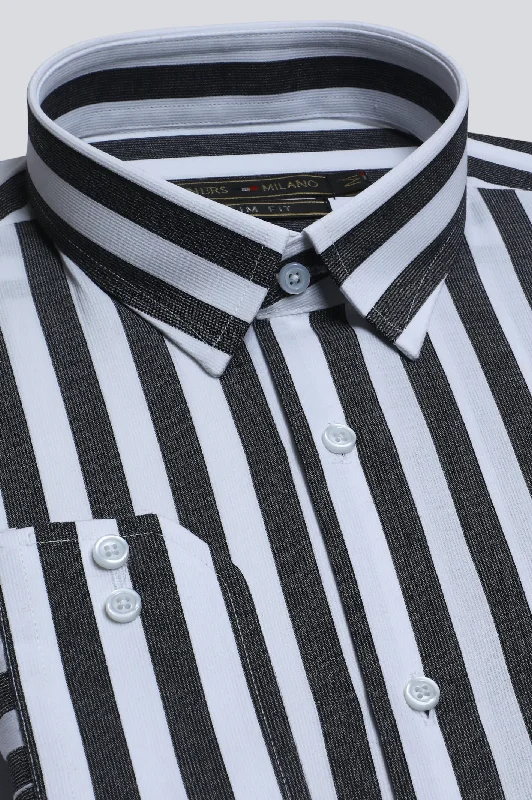 Dark Grey Broad Stripe Casual Milano ShirtLounge Shirts