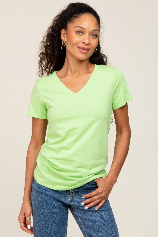 VNeckTopAmberLime Basic V-Neck Tee