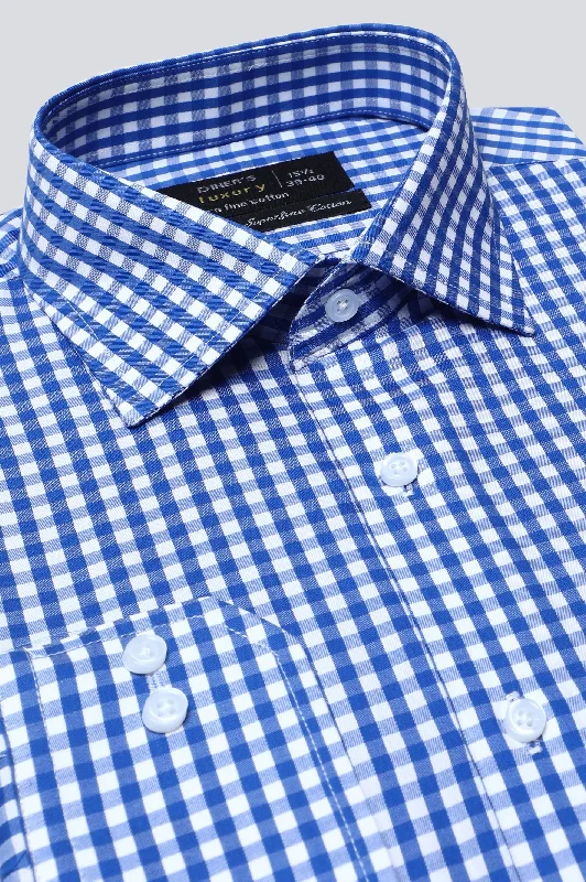 Dark Blue Check Formal ShirtMetallic Shirts