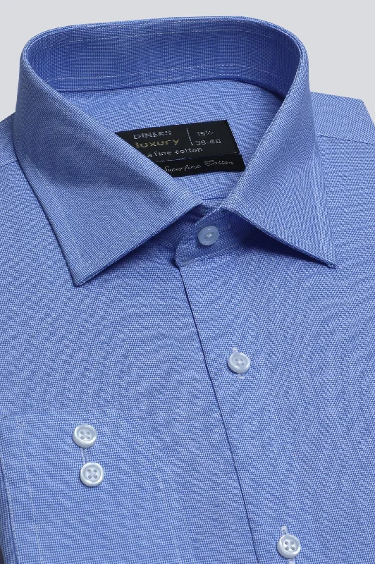 Blue Self Formal ShirtTunic Shirts