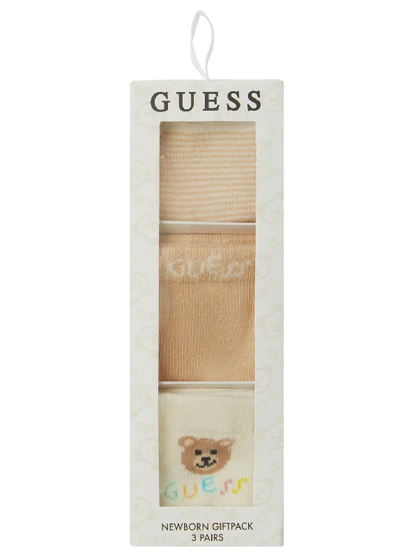 Beige 3 Piece Socks Set