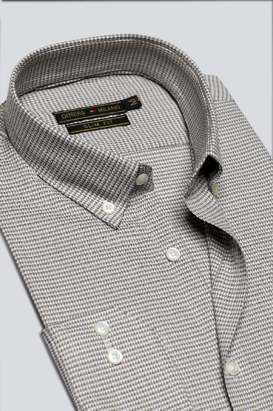 Brown Houndstooth Check Casual Milano ShirtLimited Edition Shirts