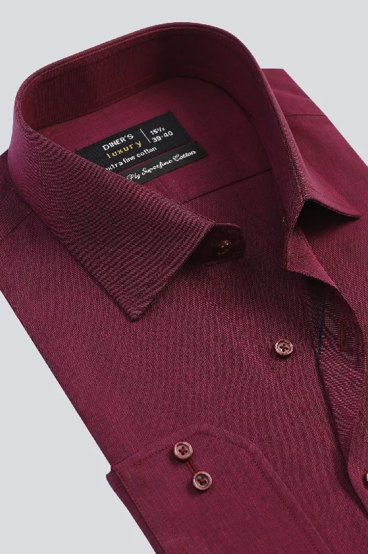 Maroon Texture Formal ShirtButton-Down Shirts