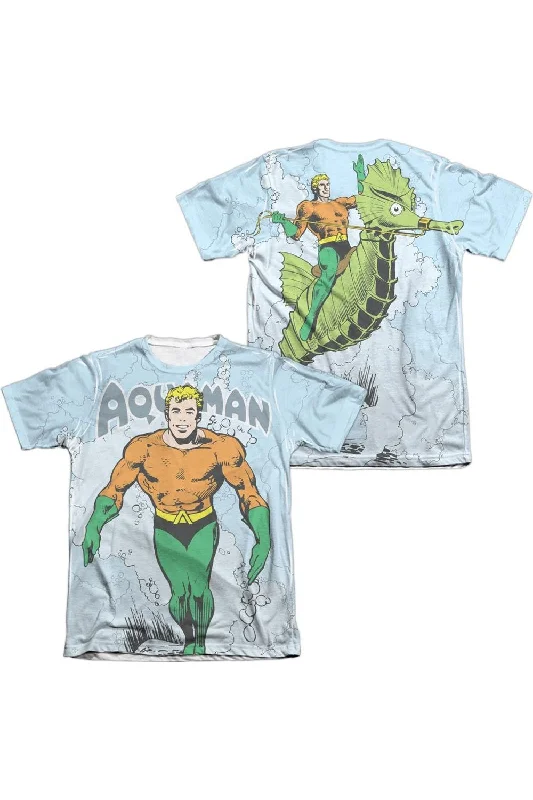 DC Comics Clasic Aquaman (Front/Back Print) Adult Poly/Cotton Short Sleeve Tee / T-ShirtBand Merch Short Sleeve Tops