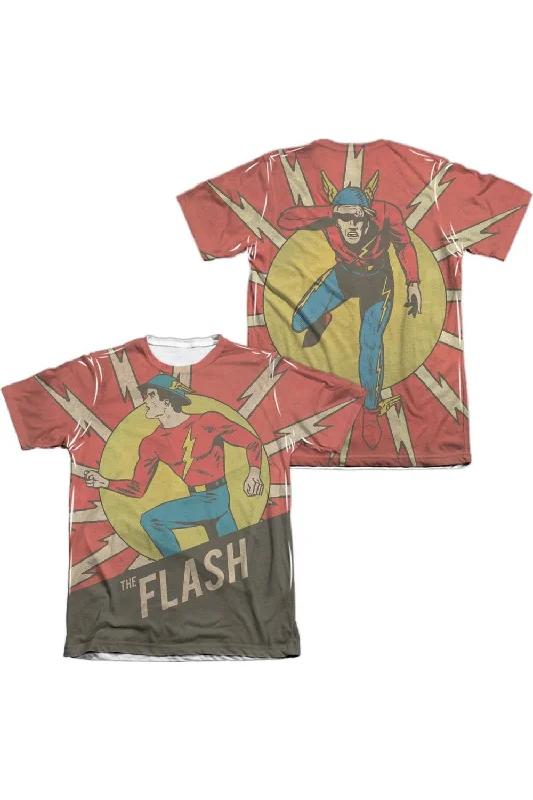 DC Comics Flash Vintage Comic Flash (Front/Back Print) Adult Poly/Cotton Short Sleeve Tee / T-ShirtMesh Short Sleeve Tops