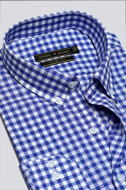 Blue Gingham Check Casual Milano ShirtArtist Shirts