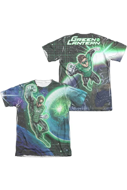 DC Comics Gl In Space (Front/Back Print) Adult Poly/Cotton Short Sleeve Tee / T-ShirtStriped Short Sleeve Tops