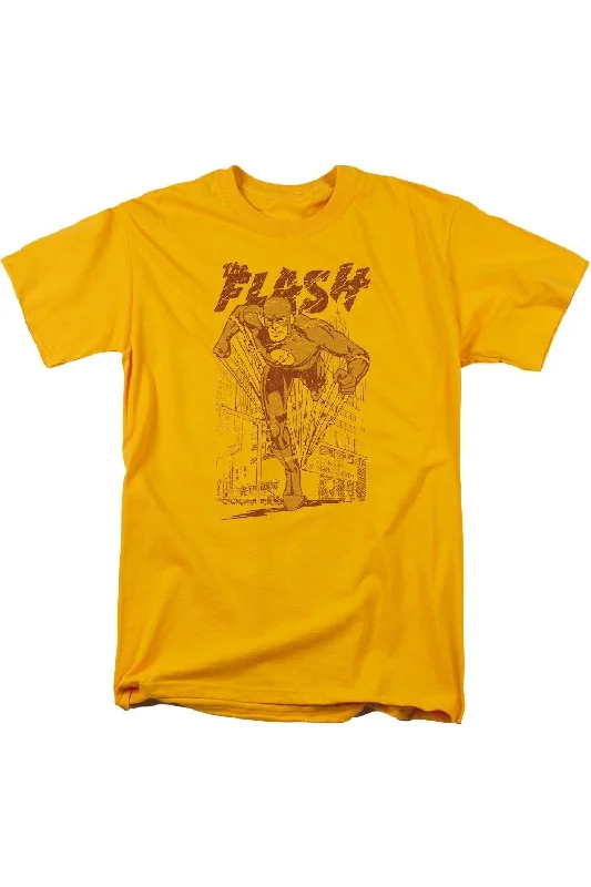 DC Comics Flash Busting Out Short Sleeve Adult Tee / T-ShirtLinen Short Sleeve Tops