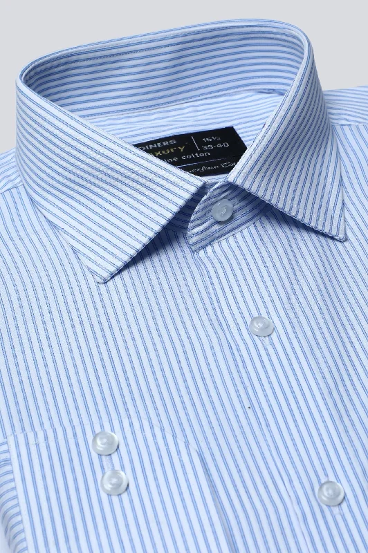 Blue Double Stripe Formal ShirtHip-Hop Shirts