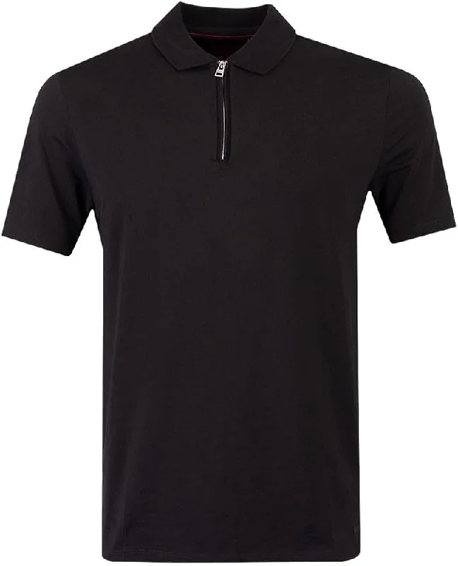 Hugo Boss Hugo Men's Dekok233 Black Half Zip Short Sleeve Polo T-ShirtSleep Short Sleeve Tops