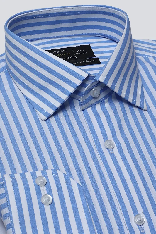 Light Blue Stripes Formal ShirtFringed Shirts