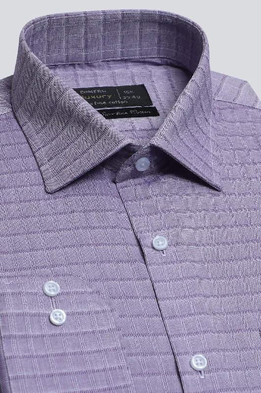 Purple Check Formal ShirtRelaxed Fit Shirts