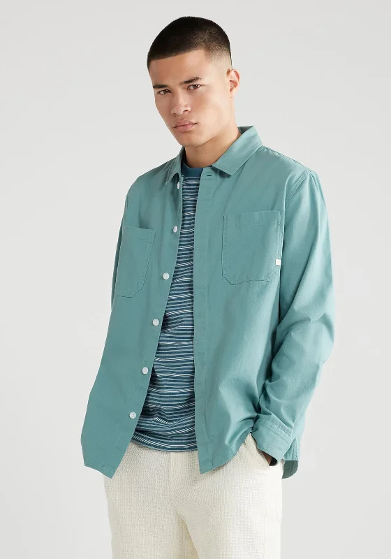 Farah Leon Twill Overshirt, Brook BlueHooded Shirts