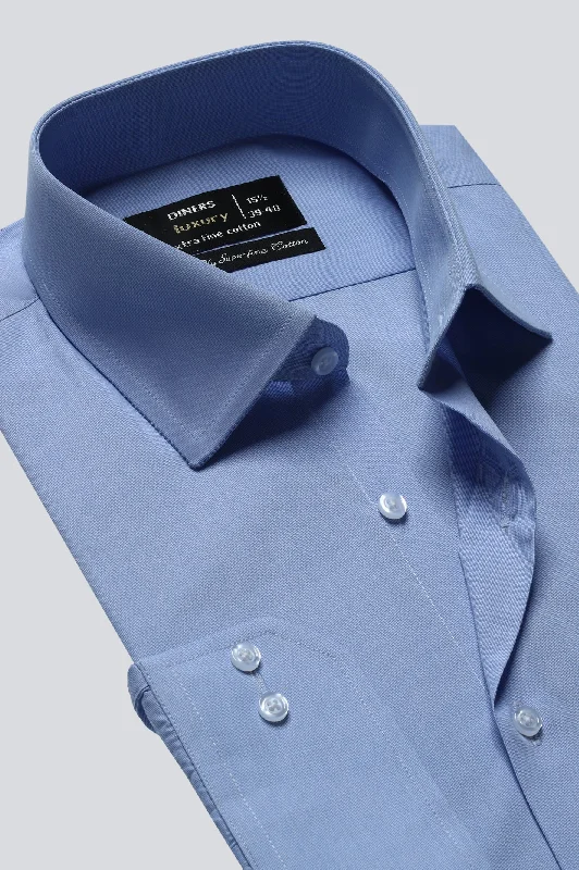 Sky Blue Oxford Self Formal ShirtLinen Shirts