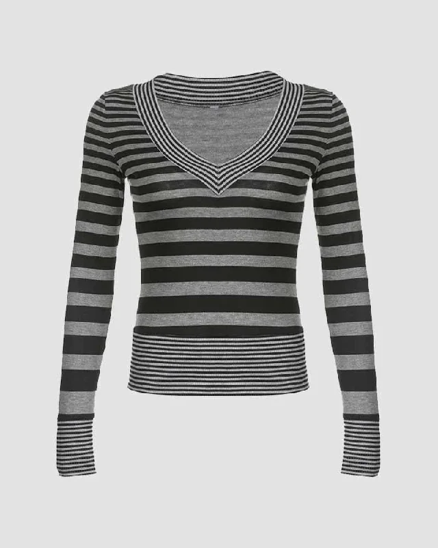 VNeckTopEdgeInkwell V-Neck Stripe Top