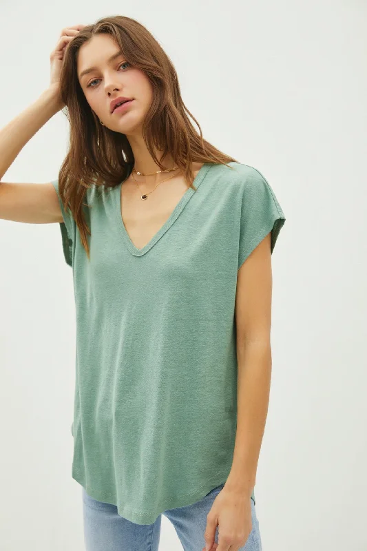 VNeckTopOnyxGreen V-Neck Top