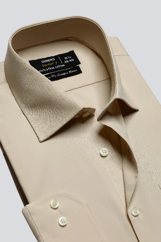 Light Peach Plain Formal ShirtHip-Hop Shirts