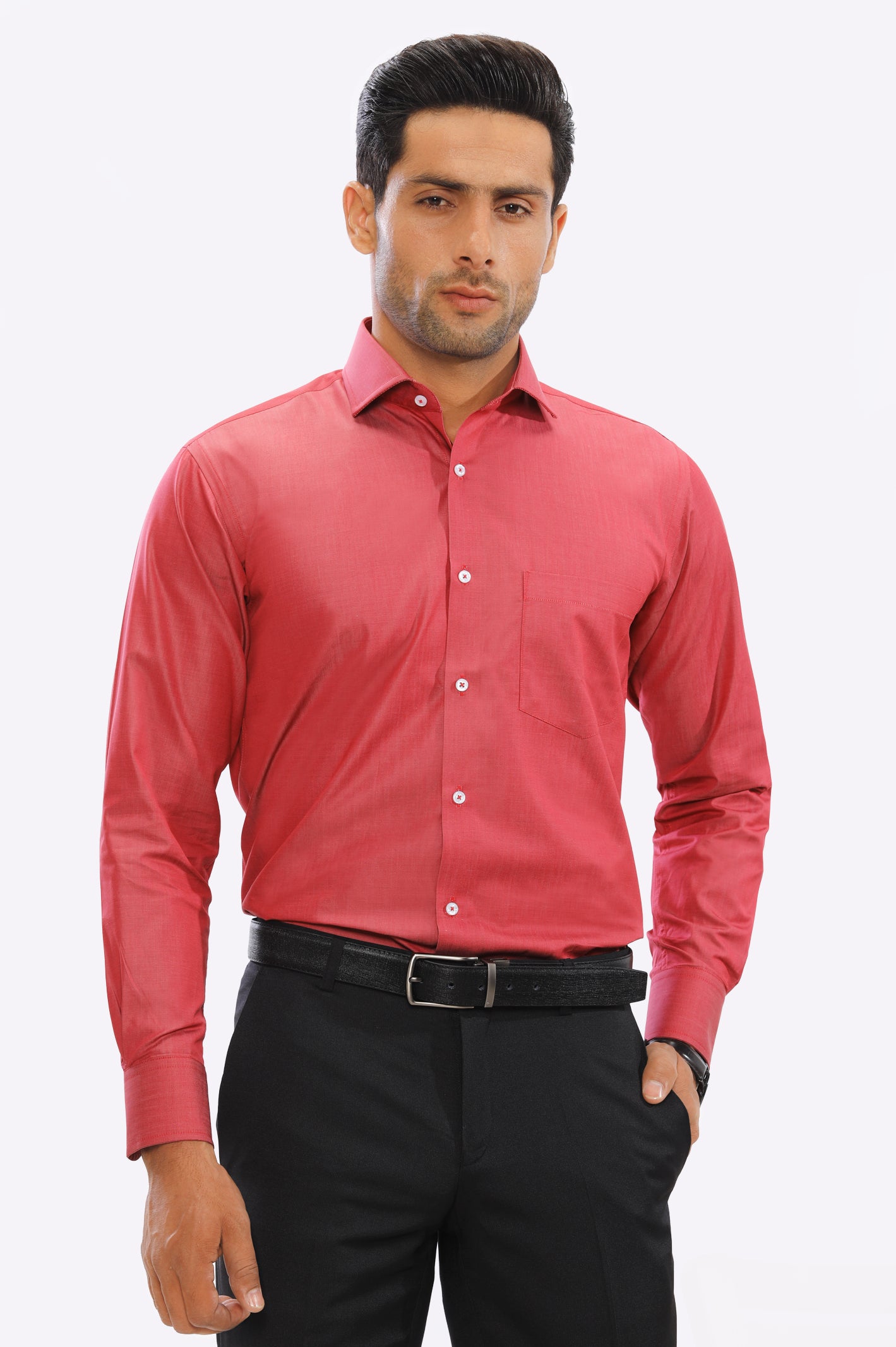 Red Plain Formal Autograph ShirtQuick-Dry Shirts