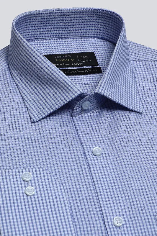 Blue Pin Check Formal ShirtFitted Shirts