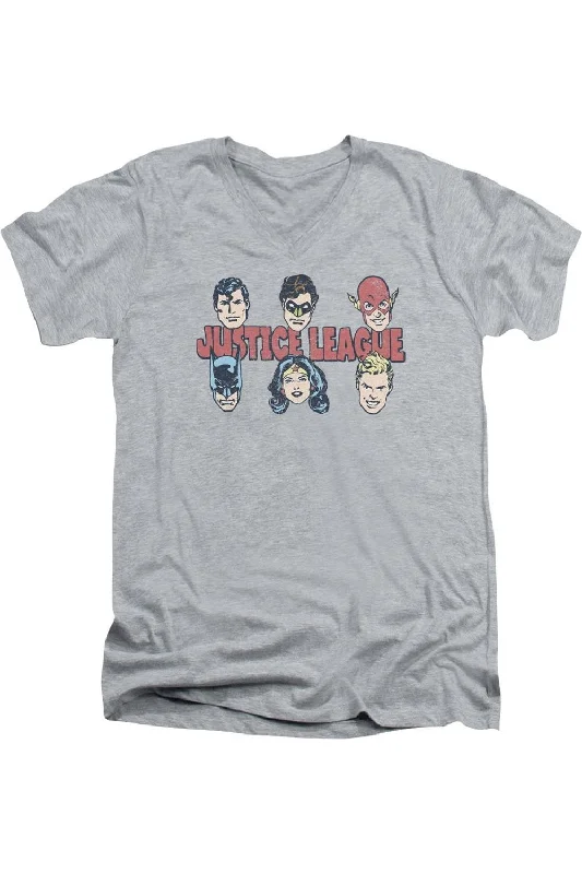 DC Comics Justice Lineup Short Sleeve Adult V Neck Premium Cotton Tee / T-ShirtAthletic Short Sleeve Tops