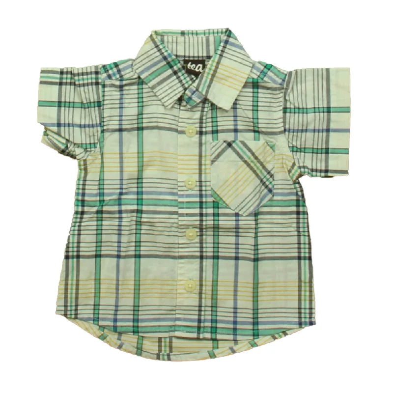 Tea Boys Blue | Yellow Plaid Button Down Short SleeveFitted Short Sleeve Tops