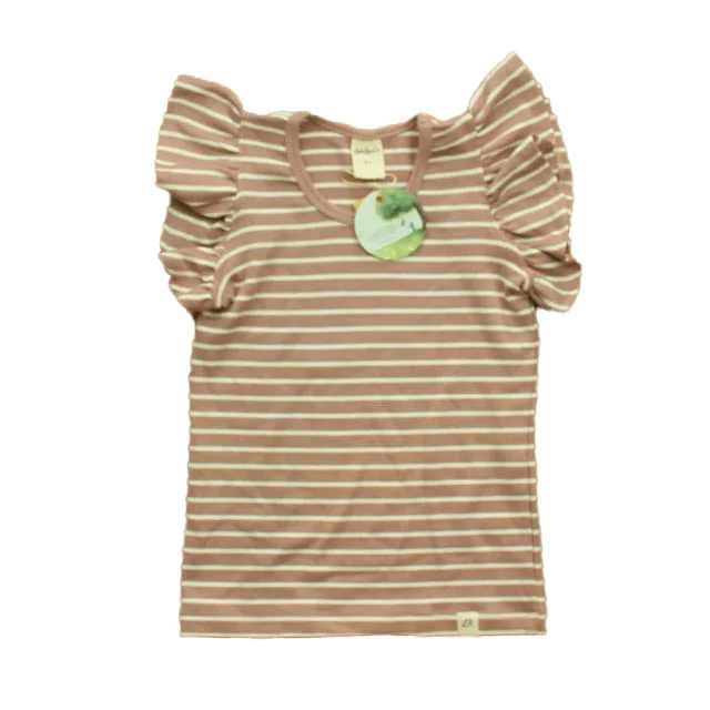 Lulu & Roo Girls Mauve Stripe Short Sleeve ShirtLogo Short Sleeve Tops