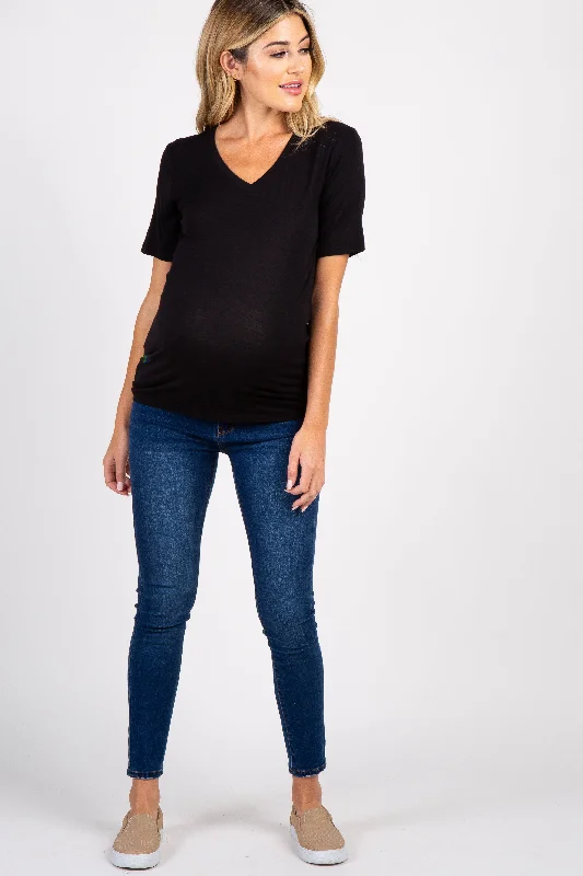 VNeckTopDragonBlack Basic V-Neck Maternity Top