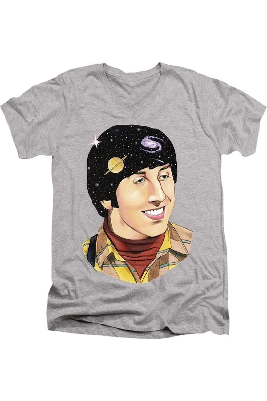 Big Bang Theory Howard Space Short Sleeve Adult V Neck Premium Cotton Tee / T-ShirtOversized Short Sleeve Tops