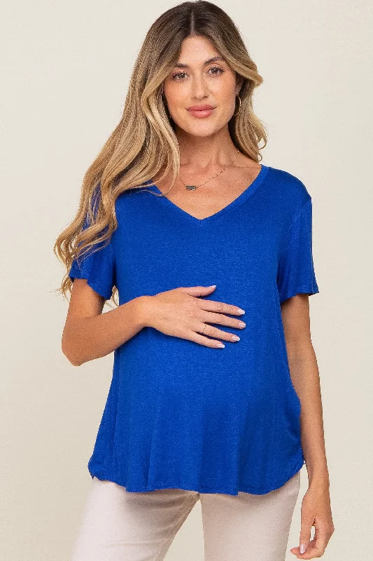 VNeckTopLeviathanBlue V-Neck Maternity Tee