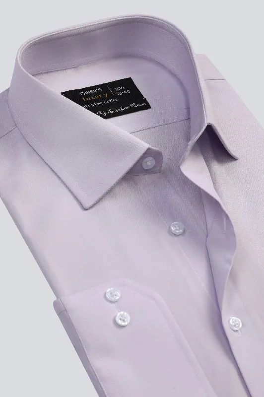 Light Purple Plain Formal ShirtLeather-Paneled Shirts