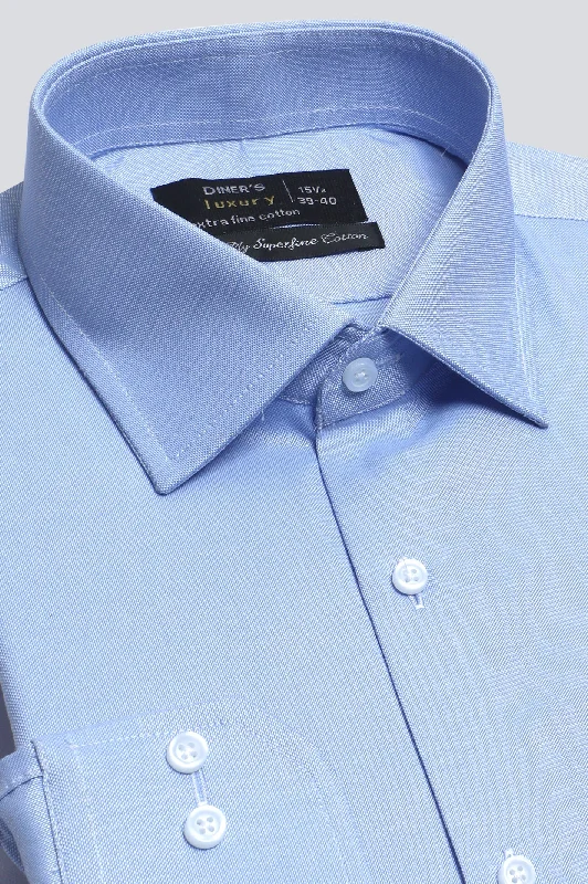 Blue Self Formal ShirtPolyester Shirts