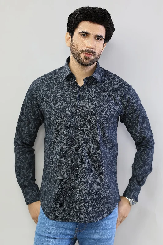 Black Printed Casual Milano ShirtUV-Protection Shirts