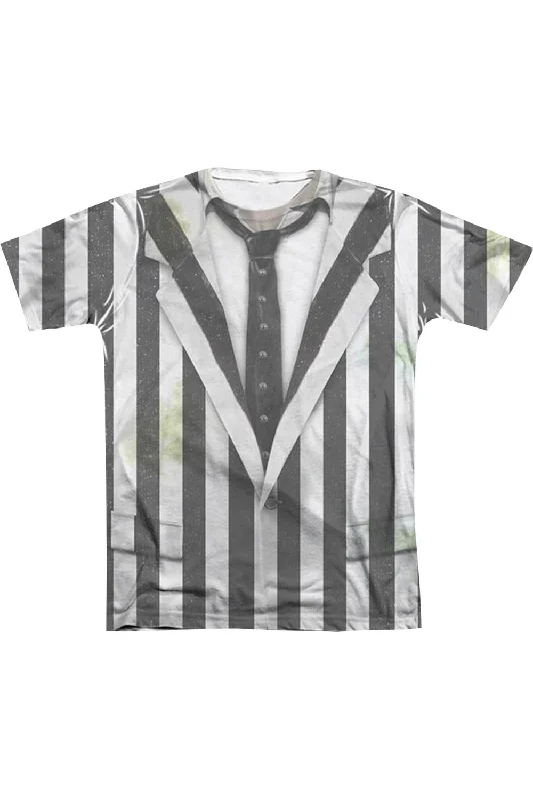 Beetlejuice Beetlejuice Suit (Front/Back Print) Adult Poly/Cotton Short Sleeve Tee / T-ShirtLounge Short Sleeve Tops