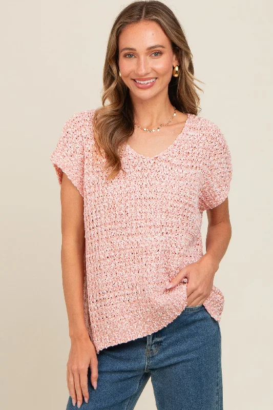 VNeckTopApexLight Pink V-Neck Sweater Top