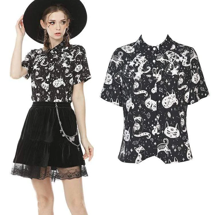 Women's Lolita Cat Printed Short Sleeved ShirtsQuick-Dry Short Sleeve Tops