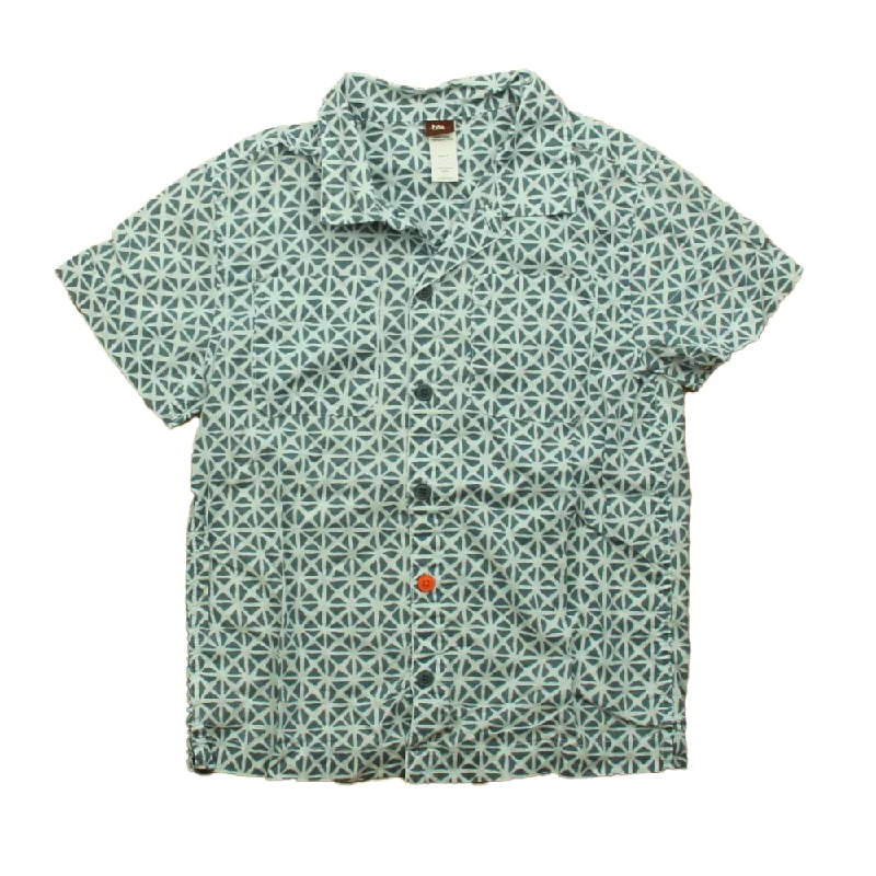 Tea Boys Blue Button Down Short SleeveHip-Hop Short Sleeve Tops