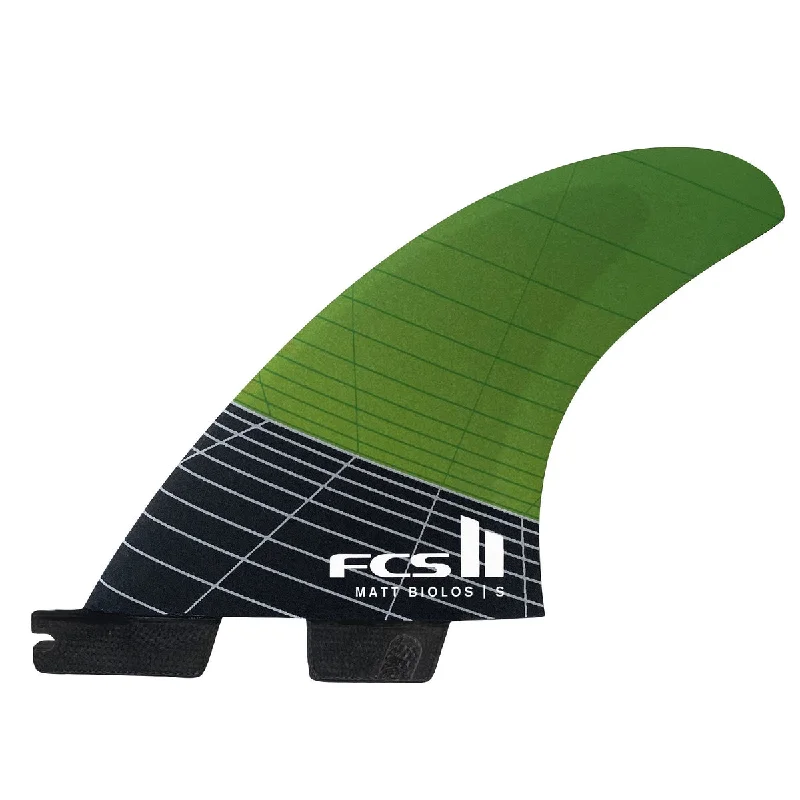 FCS II Matt Biolos PC Carbon Tri Fin Set-Green-Small