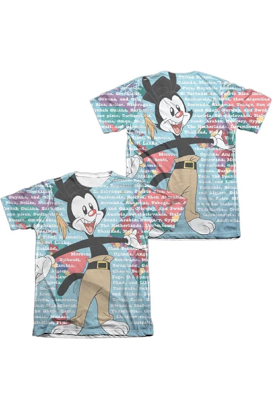 Animaniacs Yakko World (Front/Back Print) Adult Poly/Cotton Short Sleeve Tee / T-ShirtSheer Short Sleeve Tops