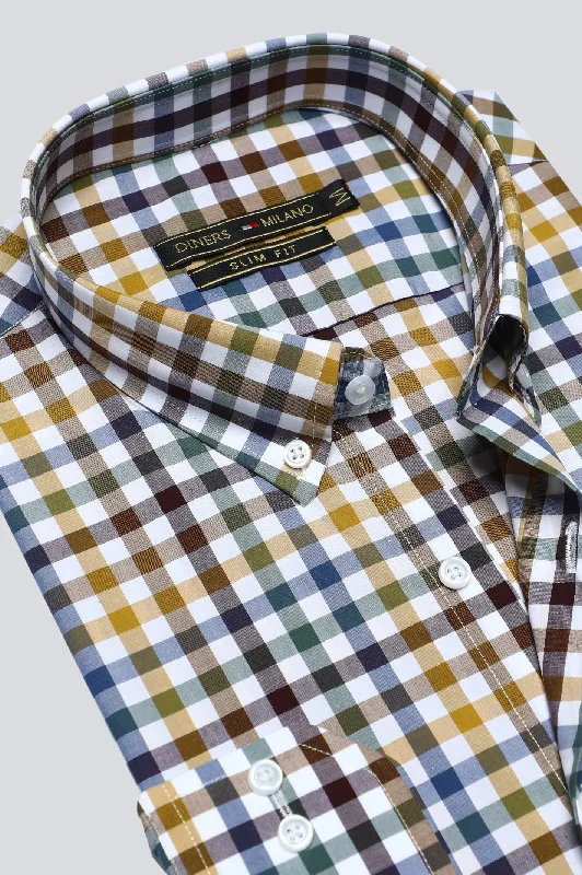 Multicolor Gingham Check Casual Milano ShirtRayon Shirts