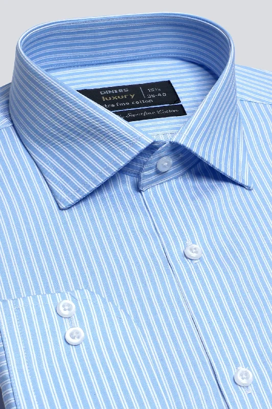 Sky Blue Dual Stripes Formal ShirtGraphic Shirts