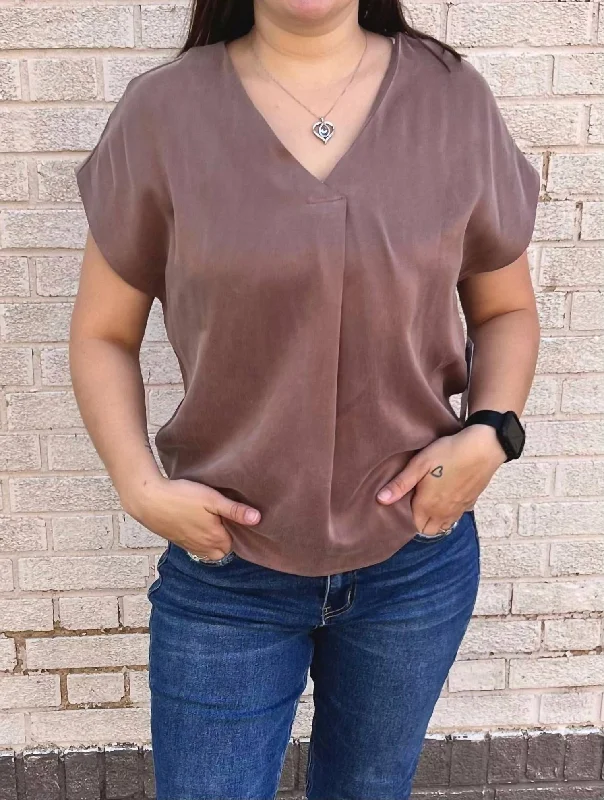 VNeckTopPearlKristen V-Neck Top In Toasted