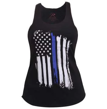 Women Thin Blue Line Flag Racerback Tank TopTraining singlet