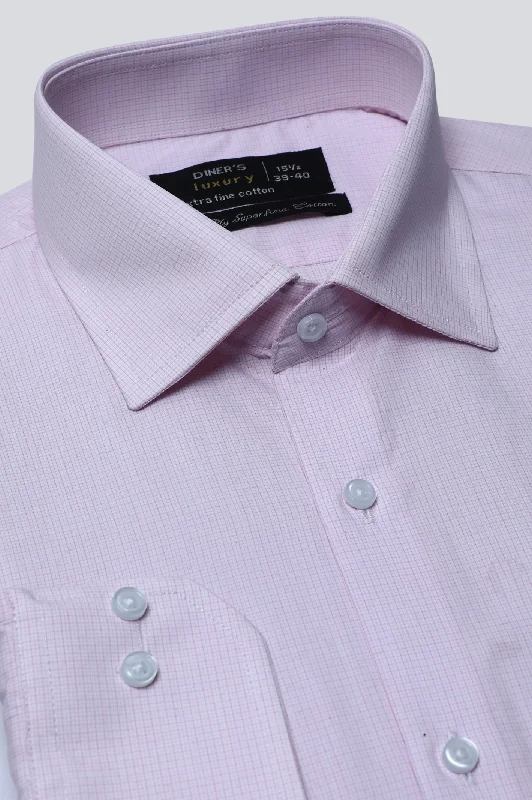 Pink Pin Check Formal ShirtCompression Shirts