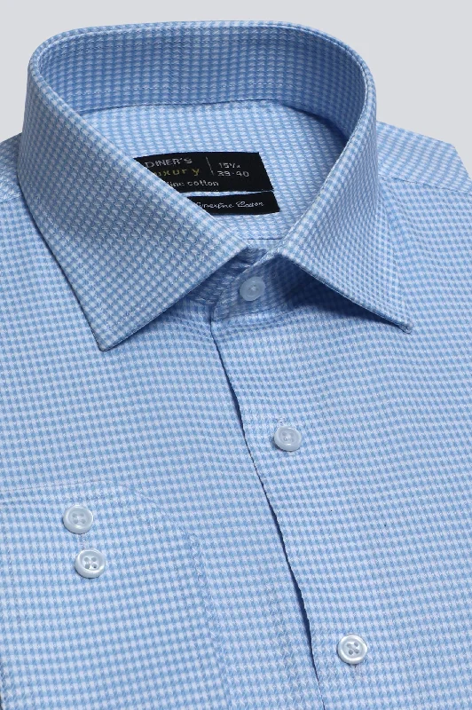 Light Blue Self Formal ShirtLongline Shirts