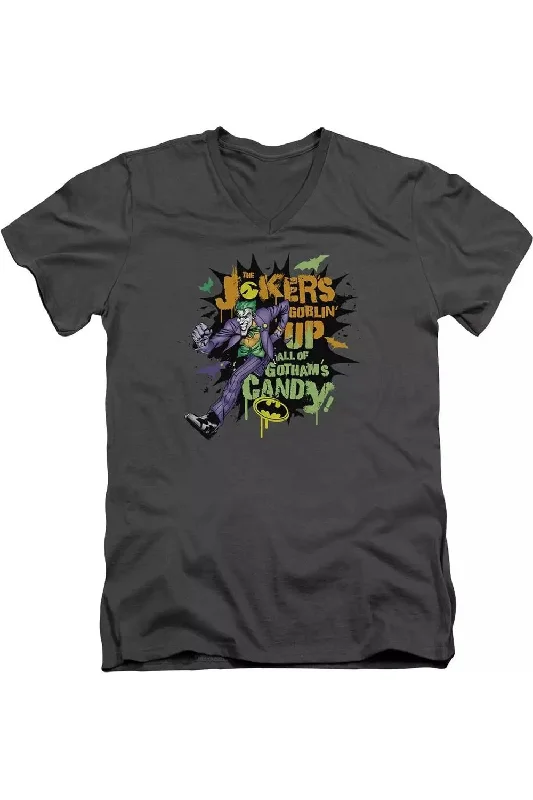 Batman Goblin Candy Short Sleeve Adult V Neck Tee / T-ShirtCasual Short Sleeve Tops