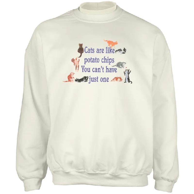 Cats Are Like Potato Chips Adult Crew SweatshirtCrewnecksweater