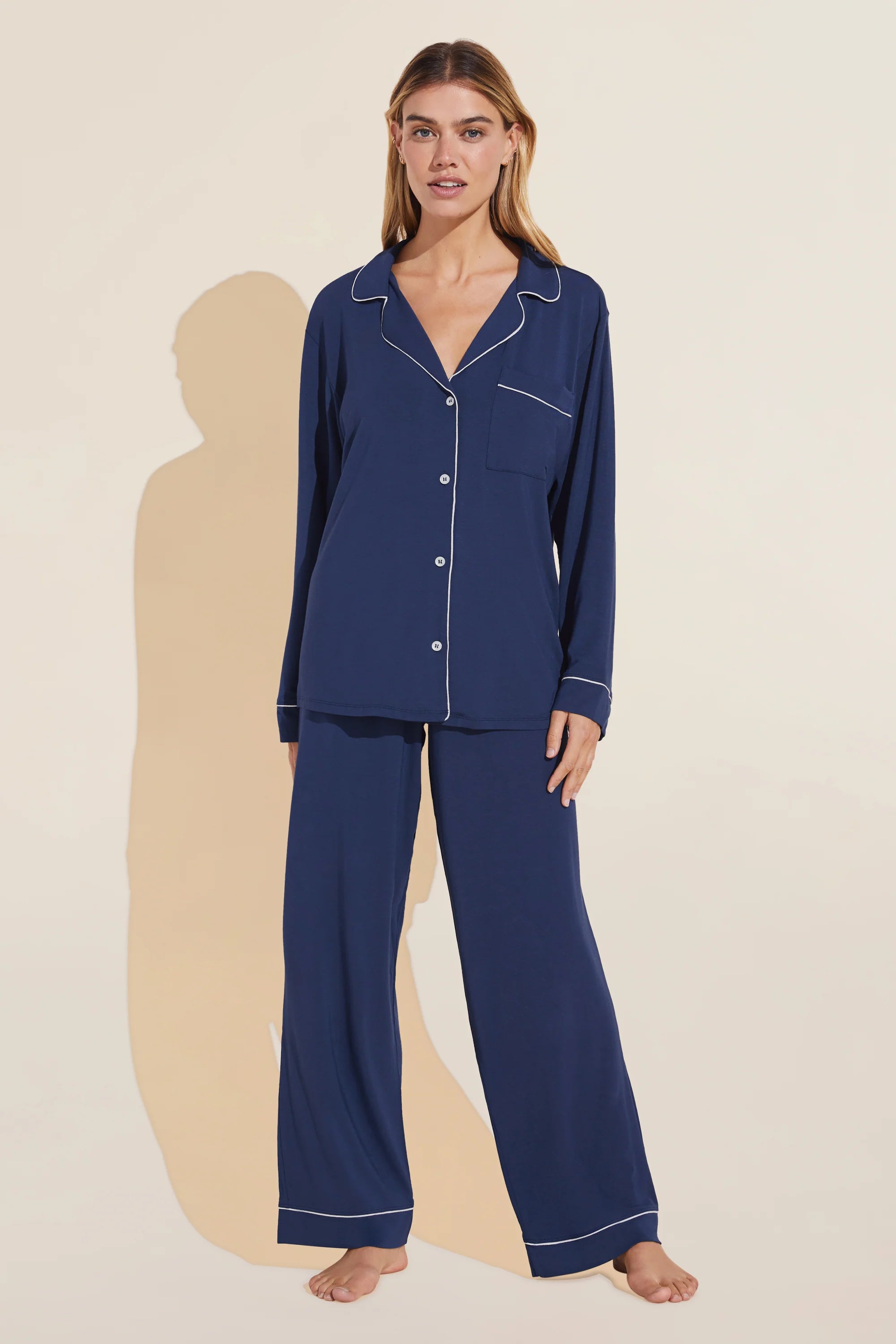 Eberjey - Navy/Ivory Gisele Long PJ Set