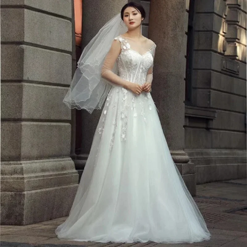 VNeckTopNovaBoho dress v-neck long sleeve Wedding Dress