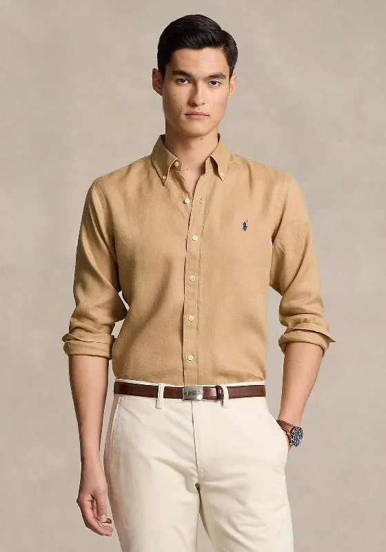 Ralph Lauren Custom Fit Linen Shirt, Vintage KhakiTasseled Shirts