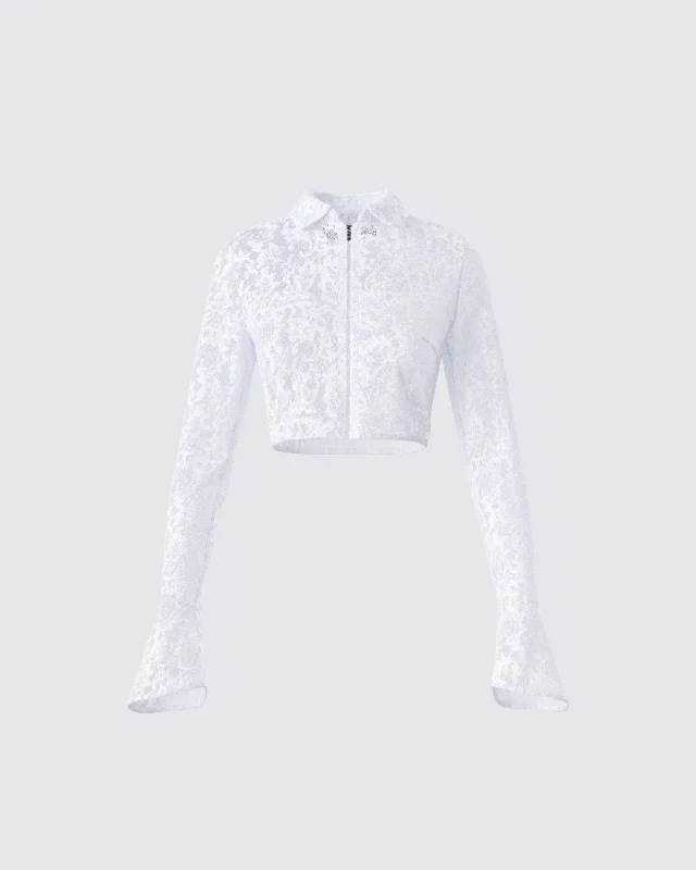 Eunji White Lace Blouse TopStudded Shirts